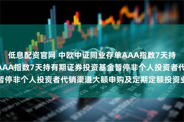 低息配资官网 中欧中证同业存单AAA指数7天持有: 中欧中证同业存单AAA指数7天持有期证券投资基金暂停非个人投资者代销渠道大额申购及定期定额投资业务的公告